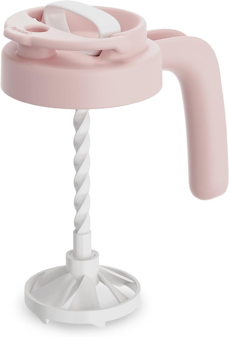 Papablic 32oz Wide Mouth Mason Jar Pour Spout Lid with Mixing Handle & Flip Locking Spout for Mixing Formula/Breastmilk/Protein Powder/Coffee, Pink - Image 1